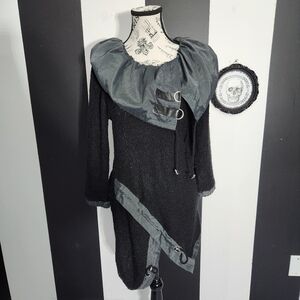 Chic Black and Gray Women's Cowl Neck Sweater